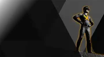 Изображение персонажа-супергероя в эффектной позе на темном фоне, рекламирующего бонус за пополнение от Cactus с драматичной и уверенной позой.